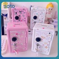 ♫ Sanrio Kuromi Diy Safe Deposit Kawaii Cartoon Hello Kitty Mini Storage Box Cinnamoroll Desktop Locked Piggy Bank Toy Child Gift
