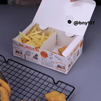 [ Set 50 hộp ] Hộp giấy 2 ngăn đựng đồ chiên , gà rán ...