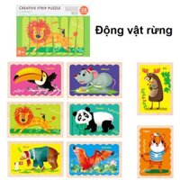 🌟 Set 8 tranh ghép hình Puzzle que kem gỗ in hình 2 mặt xếp hình cho bé