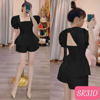 🔥 SET ÁO PEPLUM NƠ LƯNG + QUẦN SHORT SR310 – SANG CHẢNH & CỰC TÔN DÁNG 🔥