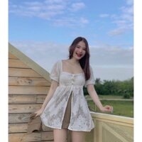 🆕🆕🆕 SET ÁO PEPLUM REN XẺ + QUẦN SHORT NÂU 🌼