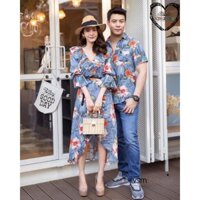 ⛱ Set áo váy đôi in hoa xẻ tà đẹp (không kèm belt)