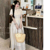 * Set bộ thời trang nữ đi chơi chẩt thun gân áo cổ lọ tay ngắn chân váy voan có lót dáng maxi siêu xinh sang chảnh