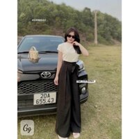 * Set bộ thời trang nữ mặc đi chơi chất thun tăm áo cổ lọ tay ngắn quần cotton lạnh kèm dây dáng maxi siêu xinh