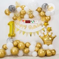 [ Set có lá cây] Set bóng hoàng gia màu vàng cho bé trai,bé gái trang trí sinh nhật thôi nôi HG16