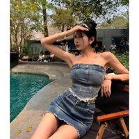 💕💕💕 Set đồ nữ bộ áo jean phom rộng kèm chân váy có quần trong form siêu tôn dáng ly alohastore1