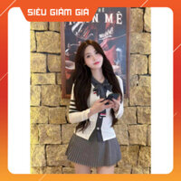 🌸 Set phục trang Nữ Áo dài tay Mix phần phần chân váy Xếp Ly Tiểu Thư – Sự kết hợp tuyệt hảo Duyên Dáng