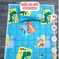 🍒 Set Thảm nằm mùa đông trẻ em |Nệm nằm cho bé đi học, gối sẵn ruột, chất vải Cotton Poly [Khủng long beep]