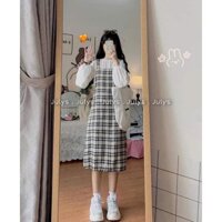 🌺 Set yếm caro kèm áo sơ mi basic🌺scm🌺