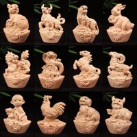 ❈ ❈ Shop Peach Wood Cung Hoàng Đạo Miếng Cầm Tay Trọn Bộ Đồ Trang Trí Phòng Khách Không Sơn Gỗ Nguyên Bản Khắc Kích Thước Vị Trí Cuộc Sống Rồng Rắn Ngựa 2502K13