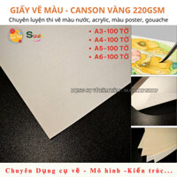 [ Sỉ  100 tờ ] Giấy Canson vẽ màu ( VÀNG dày 220gsm ) , Giấy Canson Vân Ngang , Vàng 220gsm