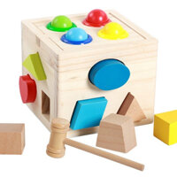 [ SỈ ] Đồ Chơi Gỗ- Hộp Thả Hình Bằng Gỗ Kèm Đập Bóng Cho Bé- Đồ Chơi MontessoriThông Minh- vận động tay mắt và trí não