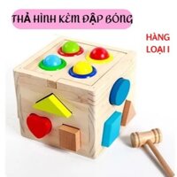 [ SỈ ] Đồ Chơi Gỗ- Hộp Thả Hình Bằng Gỗ Kèm Đập Bóng Cho Bé- Đồ Chơi MontessoriThông Minh- vận động tay mắt và trí não