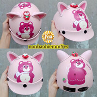 [ Sỉ & Lẻ ] Mũ bảo hiểm gấu dâu trẻ em 3d có kính size cho bé & người lớn