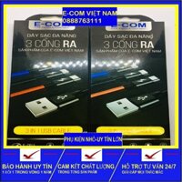 [ SIÊU BỀN] Dây Sạc 3 Đầu Tiện Ích Bọc Dù  Sạc  tốc độ cao, không làm chai pin, loạn cảm ứng, cháy nổ chính hãng 100%