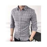 [ Siêu Chất ] Áo sơ mi nam kẻ caro xám đũi chống nhăn, body đẹp
