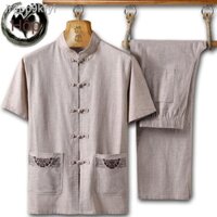 ✖ ✖ [Siêu Hot] ✹[Mã đặc biệt] Bổ sung phân bón để tăng bộ đồ cotton và vải lanh cho người trung niên và cao tuổi Bộ đồ n