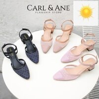 [ Siêu phẩm] Carl & Ane - Giày cao gót bít mũi phối lưới cao 5cm màu đen - CL010