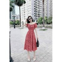 🌻🌻🌻 Siêu Phẩm # Đầm Xòe Trễ Vai - Cổ Đính Nơ