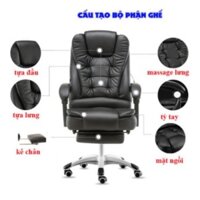 [ Siêu Rẻ ] Ghế Xoay Văn Phòng - Ghế Giám Đốc Cấp Massage 2 Điểm, Ngả Lưng, Kê Chân Thư Giãn, Nghỉ Trưa