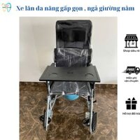 [ SIÊU RẺ ] Xe lăn người già xe đa năng - Xe lăn gấp gọn ngả giường nằm có bô vệ sinh có bàn ăn