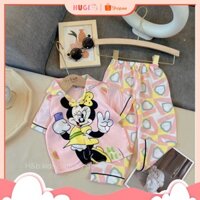 ⚡( Siêu Sale ) Bộ ngủ Pijama cho bé gái, chất lụa phi bóng ngắn tay từ 10-120kg