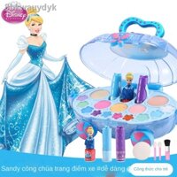 ▨ [Siêu Sale]✿☊♗Hộp trang điểm Disney mỹ phẩm trẻ em bé gái không độc hại công chúa bộ đồ chơi 3-6 tuổi 7