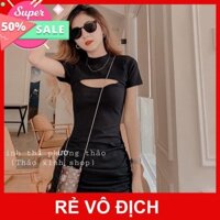 [ SIÊU SALE]Váy ôm body khoét ngực dây rút bên hông chất contton cá tính