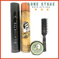 [ Siêu Tiết Kiệm ] 2 Gôm Xịt Tóc Silhouette 400ml + Suavecito 400ml +  Sáp Vuốt Tóc BarberShop Shave Soap Tặng Lược