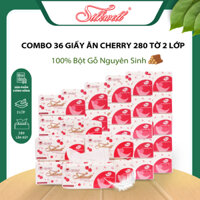[ Siêu Tiết Kiệm] Combo 36 bịch giấy rút lụa Silkwell Cherry 280 tờ 2 lớp dai, mịn, Khăn giấy ăn cao cấp dành cho bạn