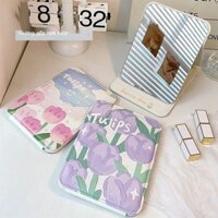 [ Siêu Tiết kiệm] Dày Tulip Gương Di Động Gấp Du Lịch Gương Trang Điểm Gương Bàn Gương Dễ Thương Ch