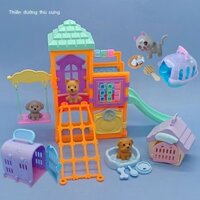 [ Siêu Tiết kiệm] Mới Búp Bê Barbie Phụ Kiện Đồ Chơi Mini Thú Cưng Mèo Con Con Chó Con Chuồng Mèo L