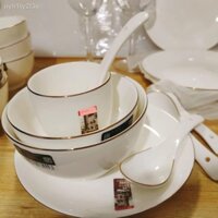 ↂ [ Siêu Tiết kiệm]Bộ bát đĩa Phnom Penh Bộ đồ ăn sang trọng nhẹ Bộ đồ ăn bằng sứ Bát mì