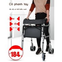 [ Siêu Tiết kiệm]Dụng cụ hỗ trợ tập đi cho người già có bánh xe và ghế ngồi cho người già xe đẩy tập đi có phanh tay xe