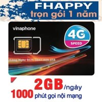[ SIM DATA ] Sim 4G Vinaphone Trọn Gói 12 Tháng Miễn Phí Fhappy 2GB/Ngày + 1000p Nội Mạng Miễn Phí