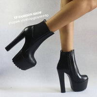 [ SIZE 35- 40, Ảnh thật + video] Giày boot nữ cổ ngắn cao gót 16cm SÀNH ĐIỆU- SIÊU HACK DÁNG GBN88