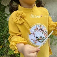 ( SLN 10 ) ( SLN 10 ) Váy cho bé gái BEEMO, chất liệu nhung tăm phối voan, quần lụa bóng, đính kèm nơ xinh xắn B031
