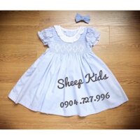 [ SMOCK DRESS] đầm xanh cổ bèo bé gái