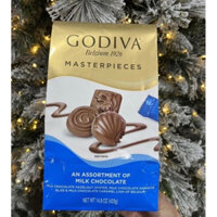 🍫🥛🇧🇪 SOCOLA SỮA MIX 3 LOẠI CỦA BỈ GODIVA BELGIUM 1962 MASTERPIECES AN ASSORTMENT OF MILK CHOCOLATE GÓI 423G U.S.A 🇺🇸