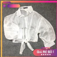 [ SOMI KHOÁC NGOÀI VOAN MỎNG ] Áo sơ mi khoác ngoài chất voan mỏng thắt ở bụng siêu hot