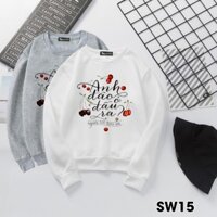 👉 SW15 Áo NỈ BÔNG SWEATER UNISEX TAY DÀI hình anh đào đâu ra