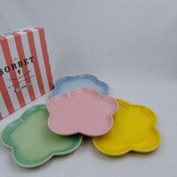 ( Tách lẻ 1) đĩa hình hoa 5 cánh le creuseet cầu vồng 23 cm các màu