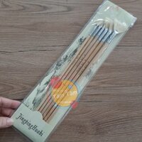 [ TÂM TÂM ]-Bộ cọ quạt 5 cây cán gỗ lông quạt cứng LX Lixiang 805-