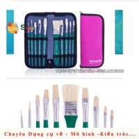 [ TÂM TÂM ]-Bộ cọ vẽ màu dầu Mont Marte 10 cây-