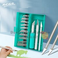 [ TÂM TÂM ]-Dao trổ Mont Marte 13 đầu lưỡi, Mont Marte Hobby Knife Set SK5 Blades 13pc-