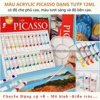 [ Tâm Tâm ] Màu Acrylic Picasso Phoenix 12 màu /18 màu / 24 màu x 12ml  màu vẽ canvas , Khung bố