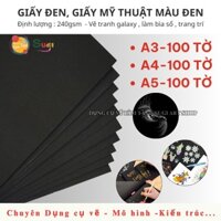 [ TÂM TÂM ] Sỉ 100 tờ giấy đen A5 / A4 / A3 -  định lượng 240gsm vẽ màu, trang trí, handmade