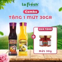[ Tặng 1 hũ mứt 30gr ] Combo Nước Cốt 2 Vị Nho + Chanh Dây Lafresh Đà Lạt 650ML