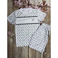 ( Tặng 1 vòng tay phong thủy) Bộ Quần Áo Thun Nam, Bộ Thể Thao Nam Cổ Tròn Tay Lỡ Chất Cotton in Logo Trước Ngực - BN11
