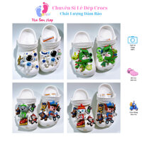 [ Tặng 10 Sticker ] Dép Cross Classic cho bé trai màu trắng Mix 2 Charm Sục Crocs Baya nam nữ người lớn hàng xuất khẩu